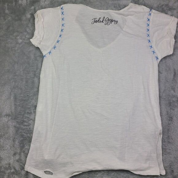Jaded Gypsy Distressed Cotton Tee Top Gypsy Bull Size Large Jaded Gypsy - Picture 4 of 12